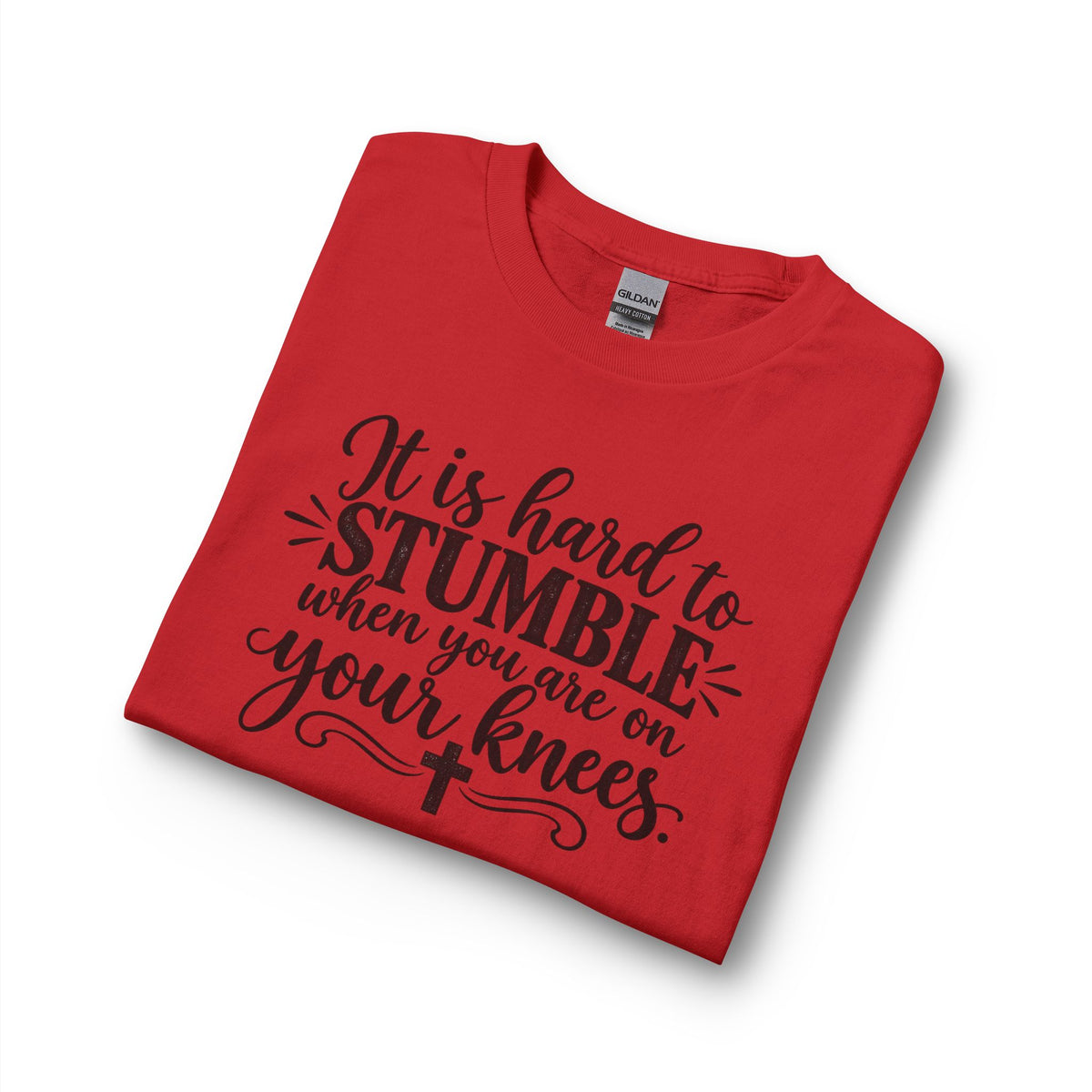 Christian Long Sleeve Shirt - "It Is Hard to Stumble When You Are on Your Knees" Inspirational Prayer Tee