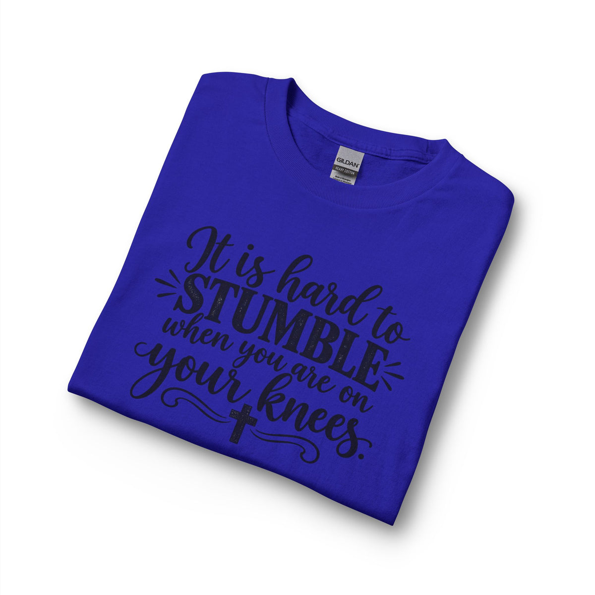 Christian Long Sleeve Shirt - "It Is Hard to Stumble When You Are on Your Knees" Inspirational Prayer Tee