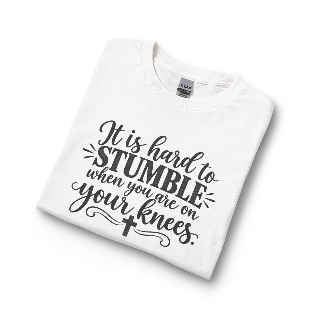 Christian Long Sleeve Shirt - "It Is Hard to Stumble When You Are on Your Knees" Inspirational Prayer Tee
