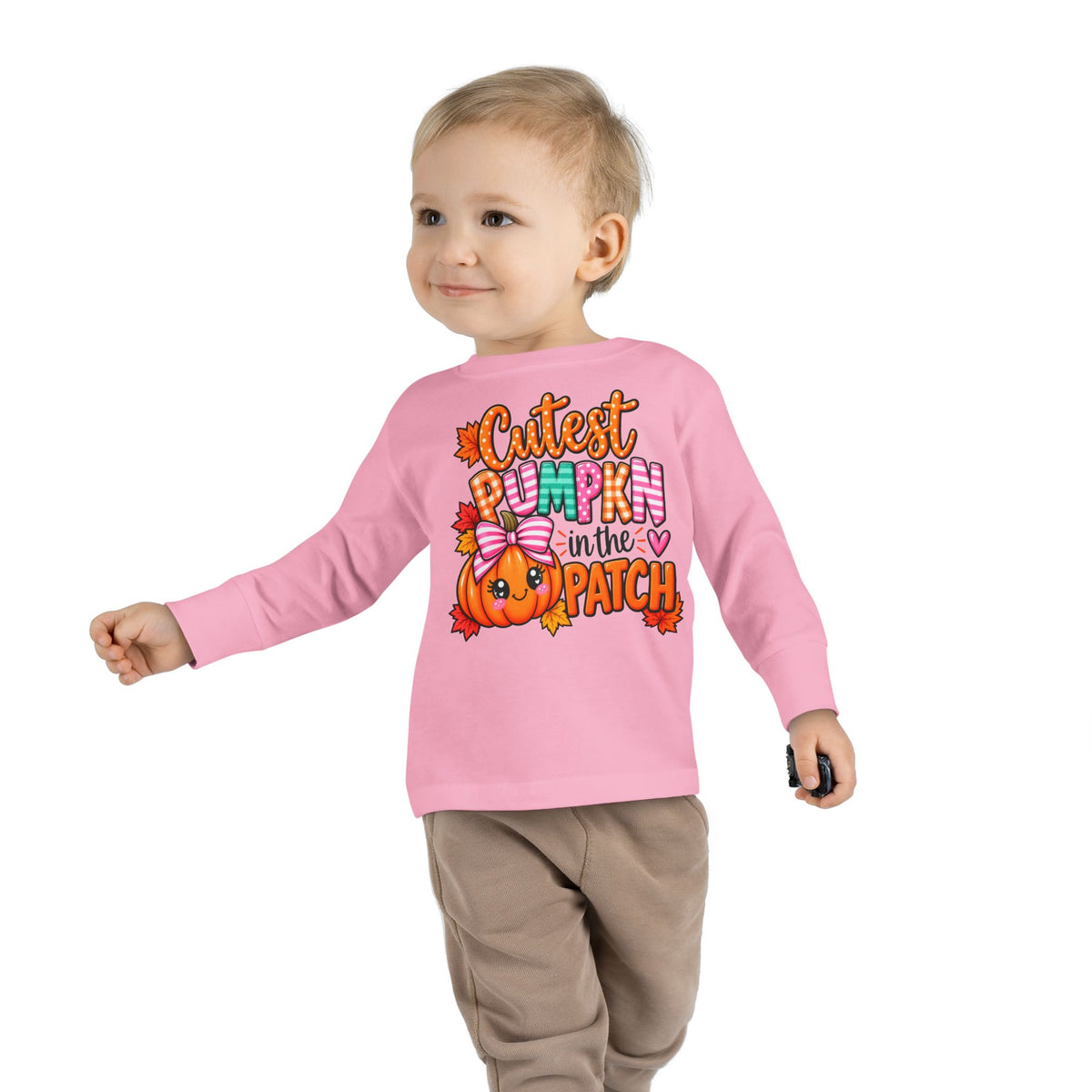 Toddler Long Sleeve Tee — "Cutest Pumpkin in the Patch" Halloween/Autumn Kids Shirt