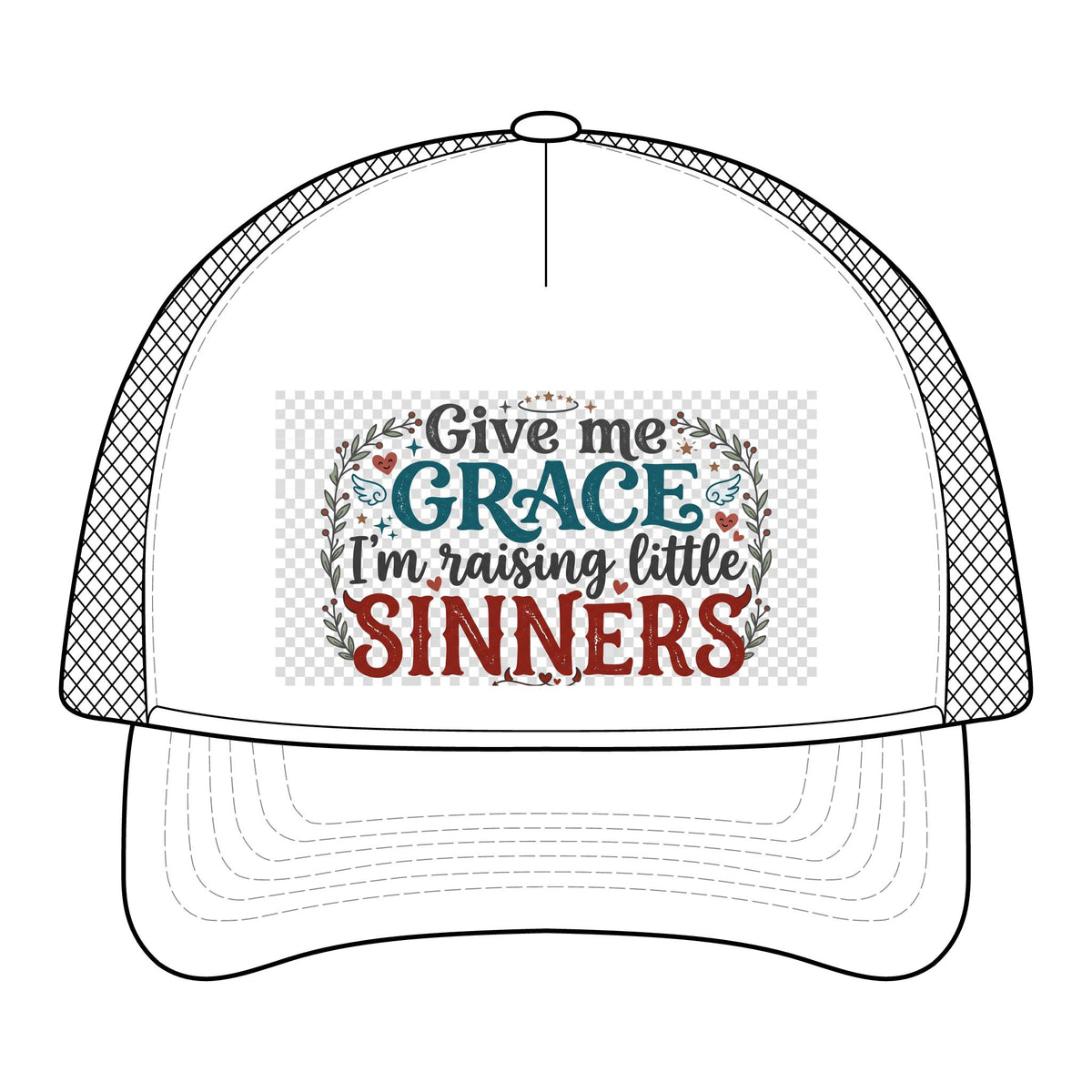 Foam Trucker Hat – "Give Me Grace I’m Raising Little Sinners" Christian Mom Cap