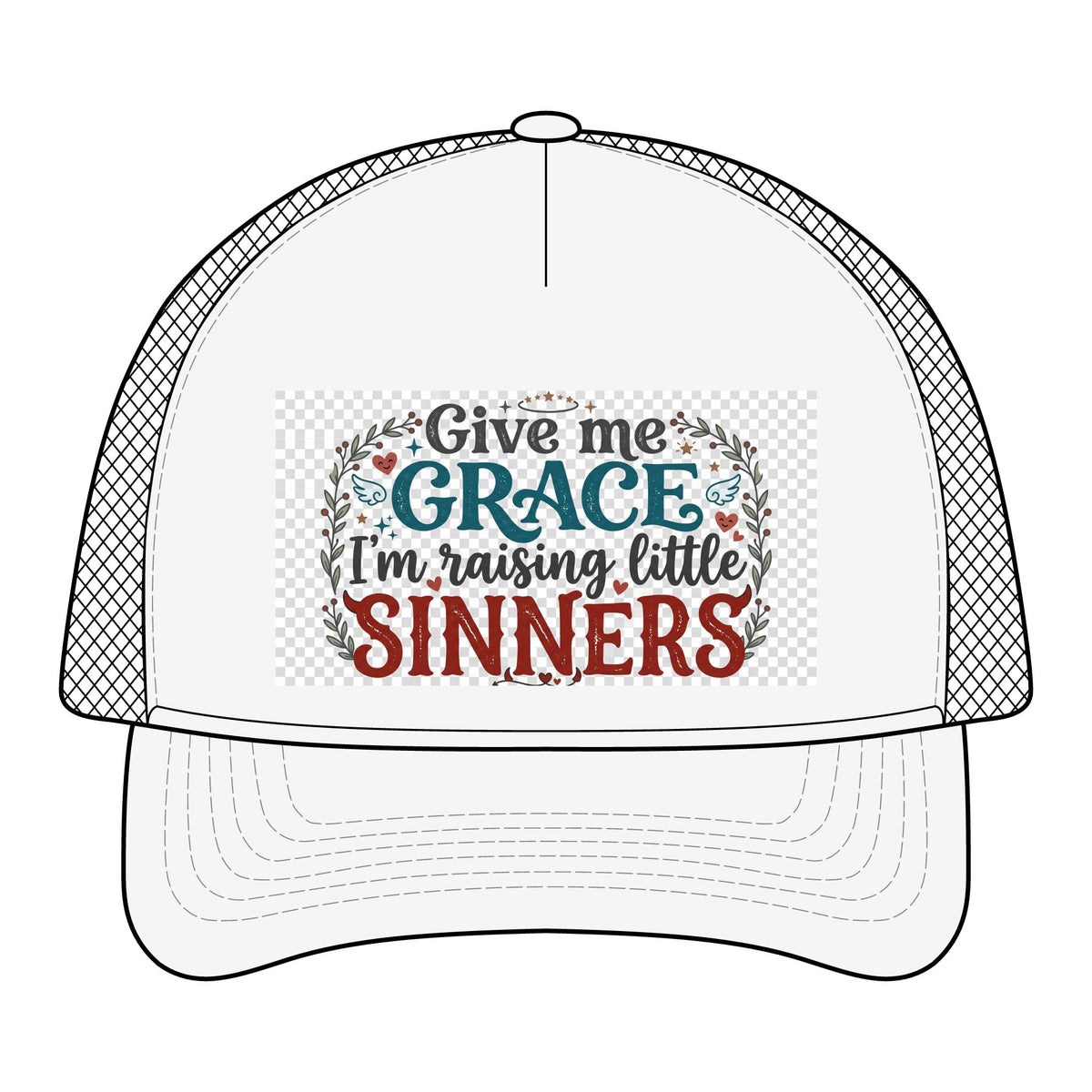 Foam Trucker Hat – "Give Me Grace I’m Raising Little Sinners" Christian Mom Cap