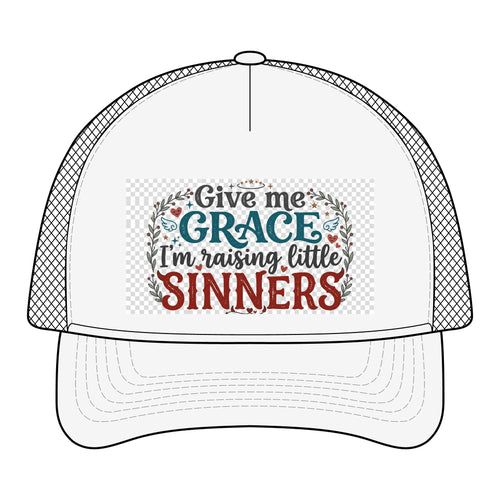 Foam Trucker Hat – "Give Me Grace I’m Raising Little Sinners" Christian Mom Cap