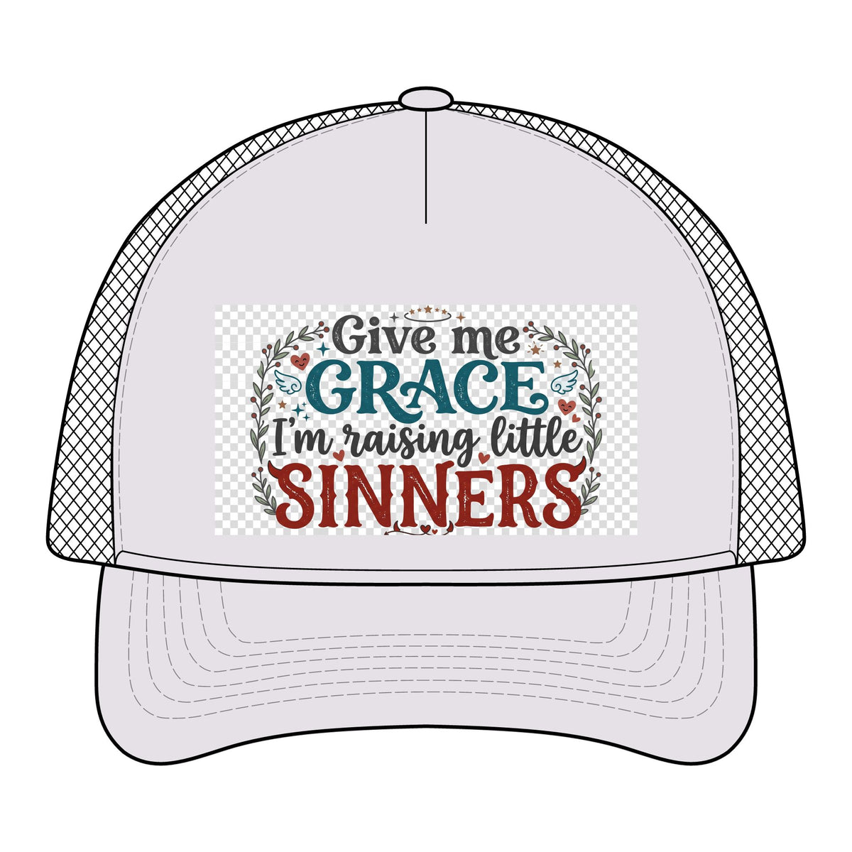 Foam Trucker Hat – "Give Me Grace I’m Raising Little Sinners" Christian Mom Cap
