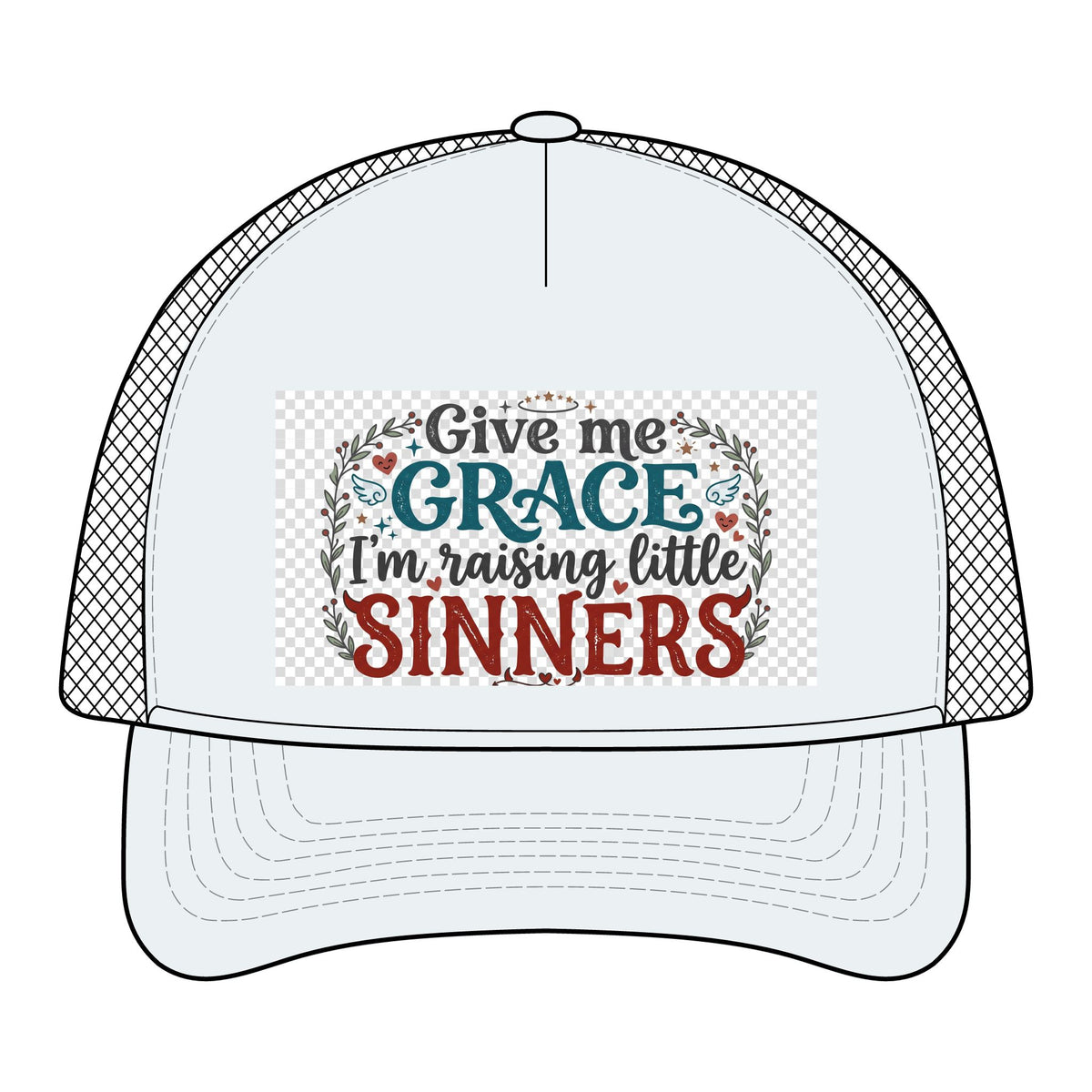 Foam Trucker Hat – "Give Me Grace I’m Raising Little Sinners" Christian Mom Cap