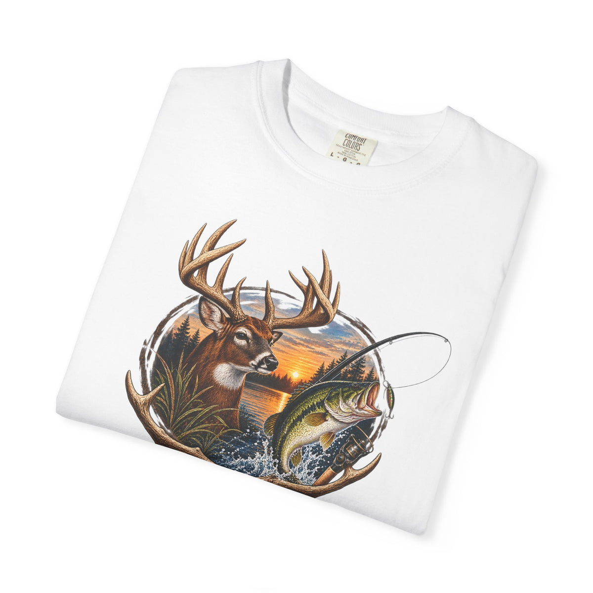 Fishing & Deer Outdoors T-Shirt — Vintage Wildlife Hunting and Fishing Graphic