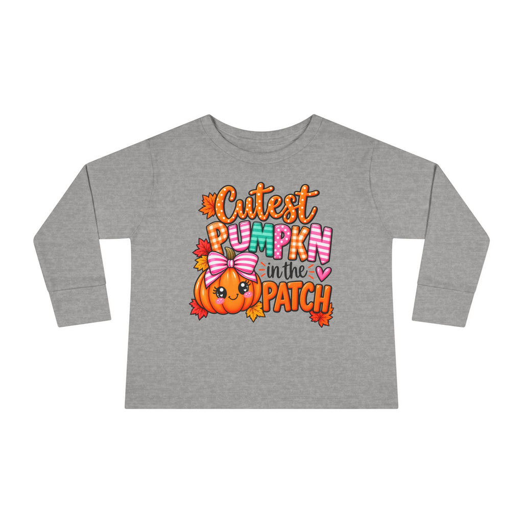Toddler Long Sleeve Tee — "Cutest Pumpkin in the Patch" Halloween/Autumn Kids Shirt