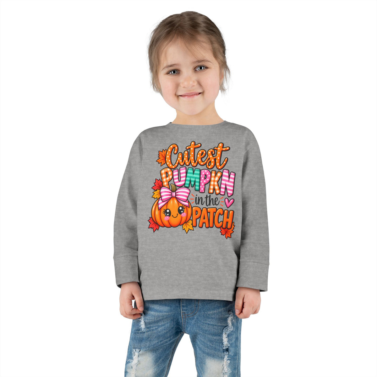 Toddler Long Sleeve Tee — "Cutest Pumpkin in the Patch" Halloween/Autumn Kids Shirt