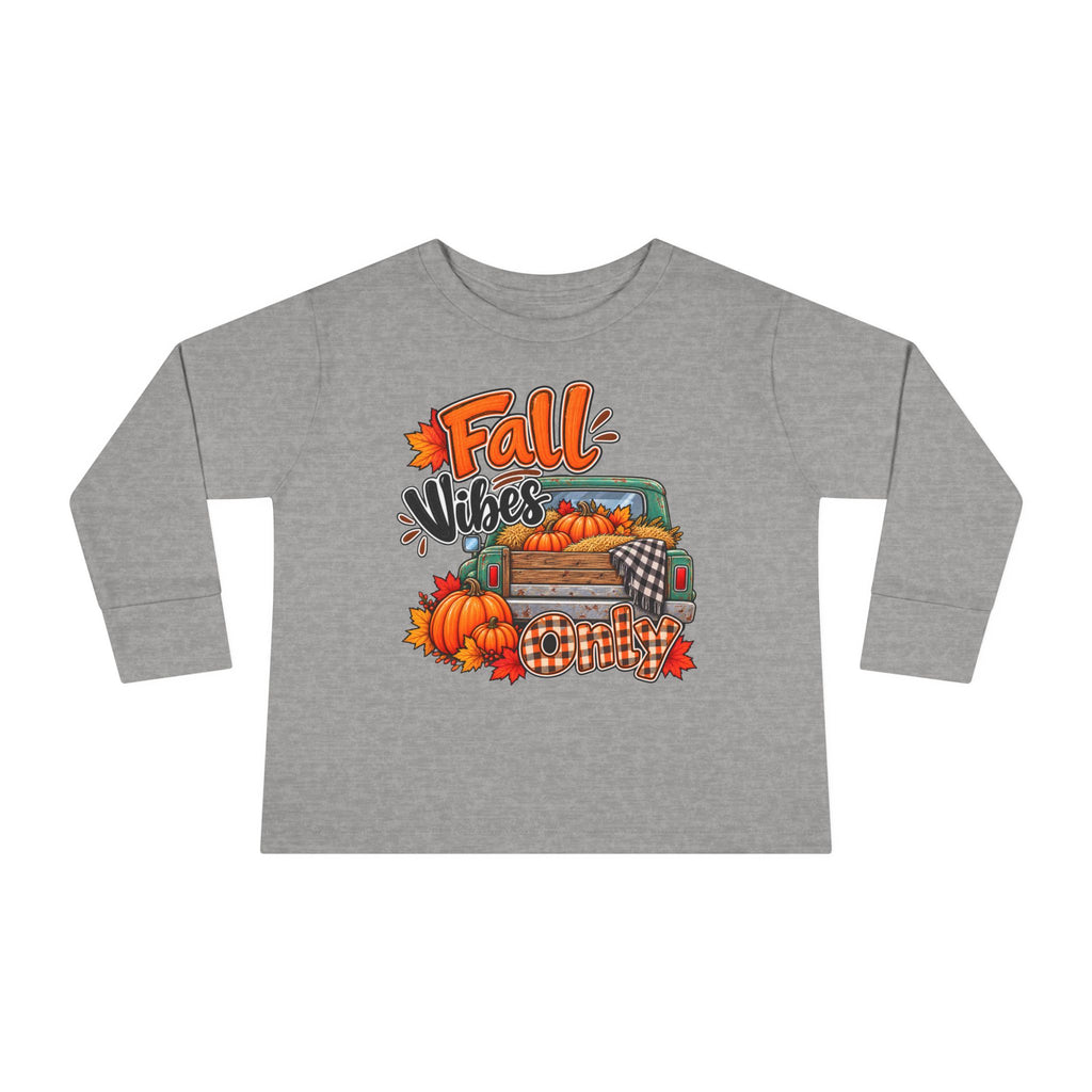 Toddler Long Sleeve Tee — "Fall Vibes" Pumpkin Truck Autumn Shirt
