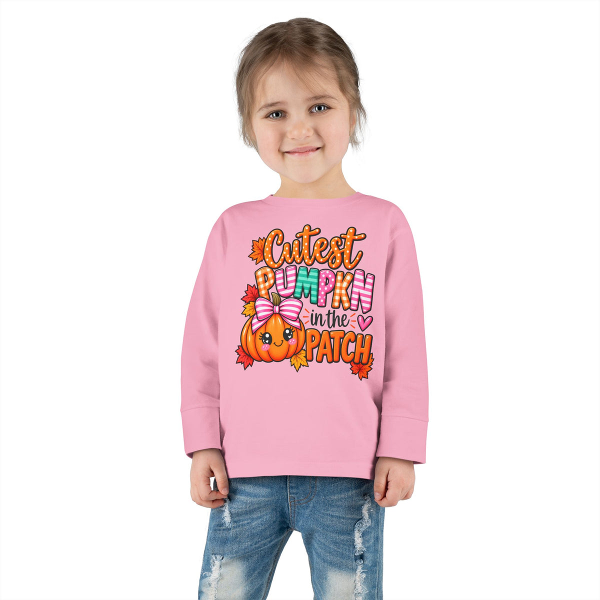 Toddler Long Sleeve Tee — "Cutest Pumpkin in the Patch" Halloween/Autumn Kids Shirt