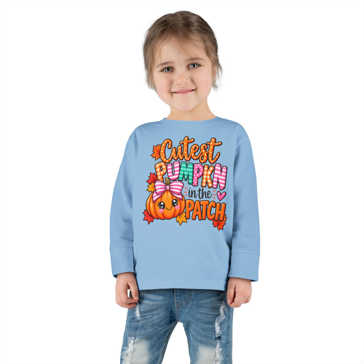 Toddler Long Sleeve Tee — "Cutest Pumpkin in the Patch" Halloween/Autumn Kids Shirt