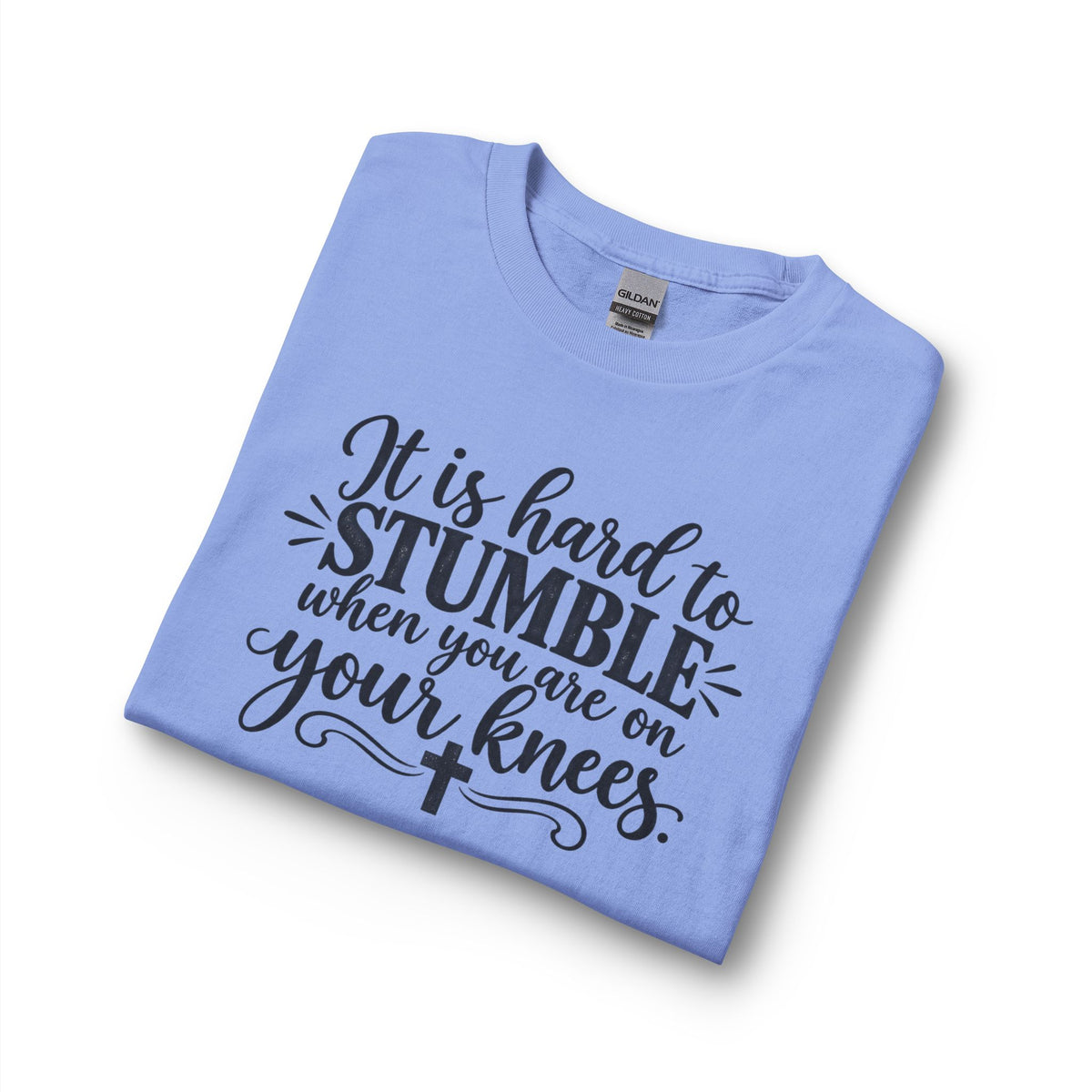 Christian Long Sleeve Shirt - "It Is Hard to Stumble When You Are on Your Knees" Inspirational Prayer Tee