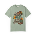 Faith Walk T-Shirt — “I Will Walk By Faith Even When I Cannot See” Cowboy Boots & Sunflowers
