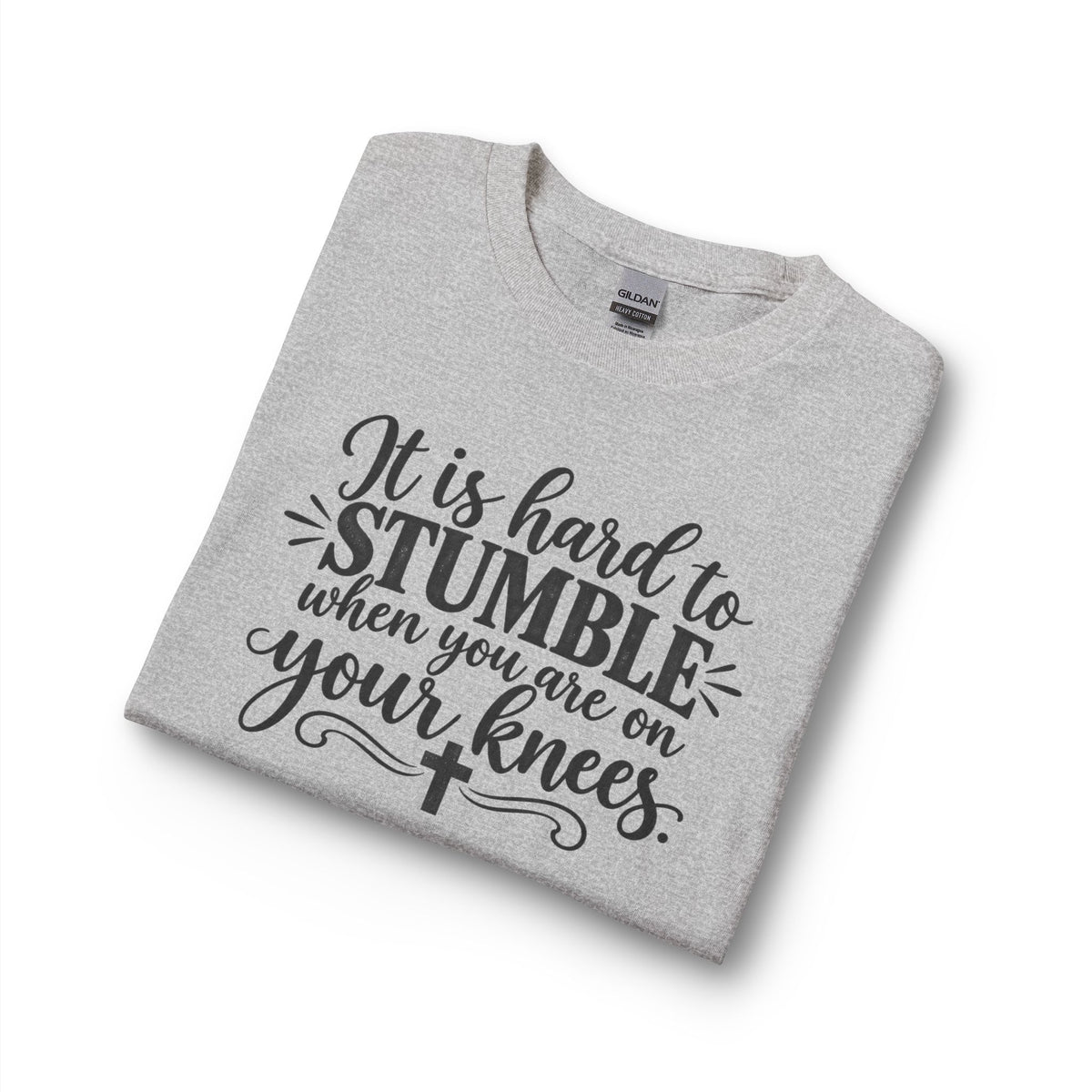 Christian Long Sleeve Shirt - "It Is Hard to Stumble When You Are on Your Knees" Inspirational Prayer Tee