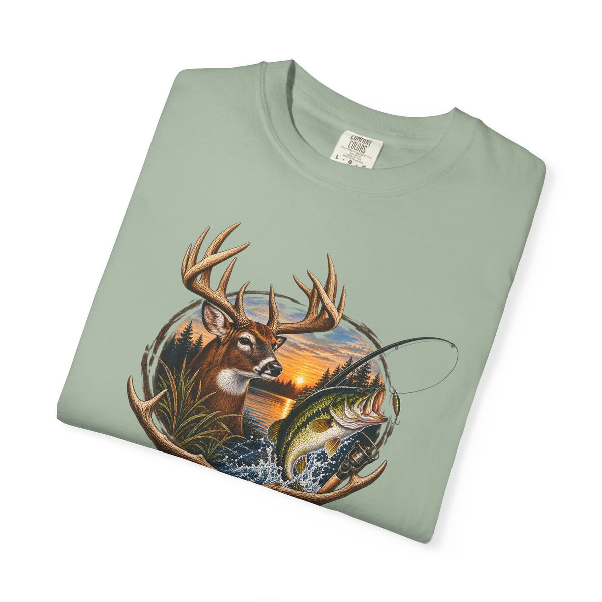 Fishing & Deer Outdoors T-Shirt — Vintage Wildlife Hunting and Fishing Graphic