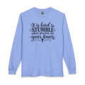 Christian Long Sleeve Shirt - "It Is Hard to Stumble When You Are on Your Knees" Inspirational Prayer Tee