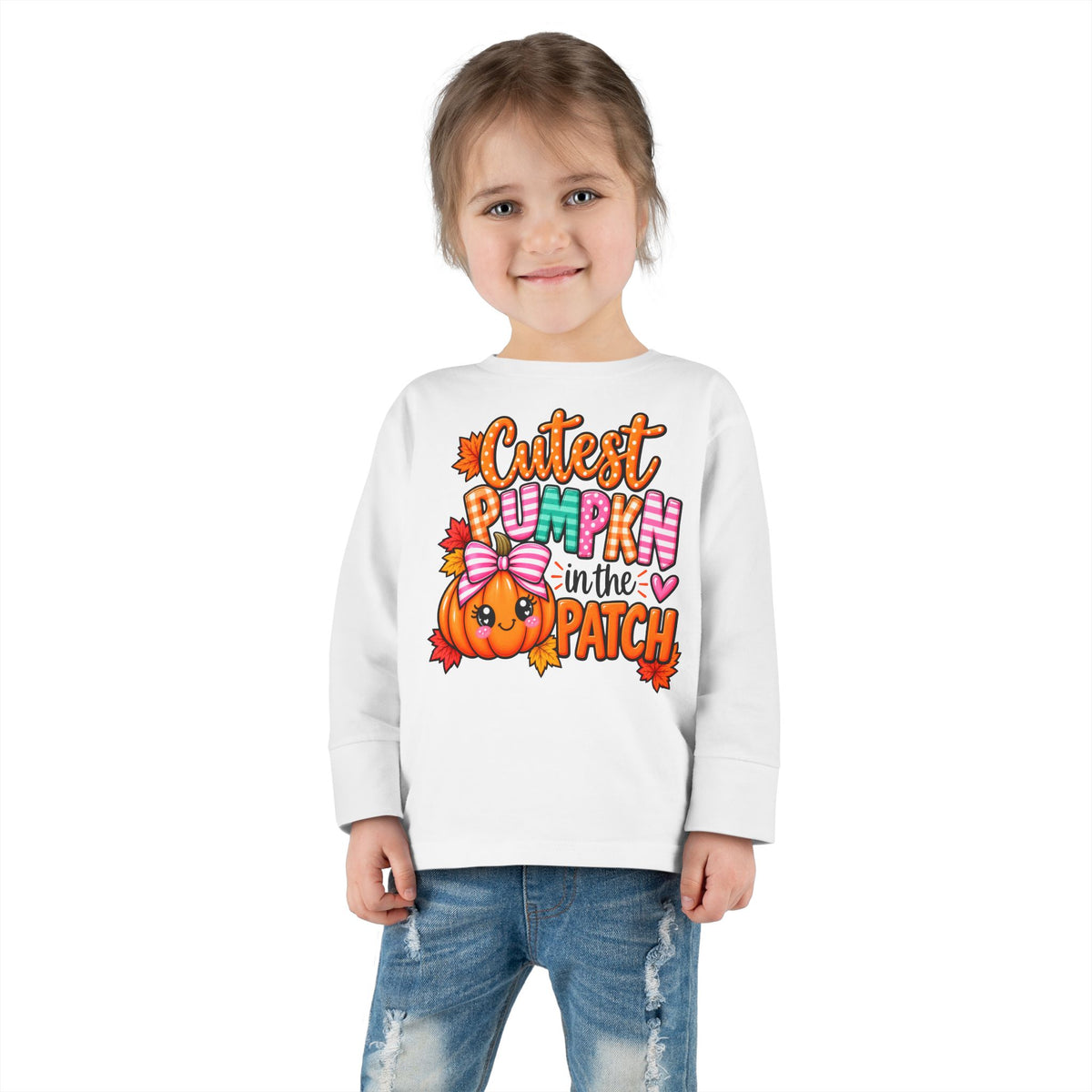 Toddler Long Sleeve Tee — "Cutest Pumpkin in the Patch" Halloween/Autumn Kids Shirt